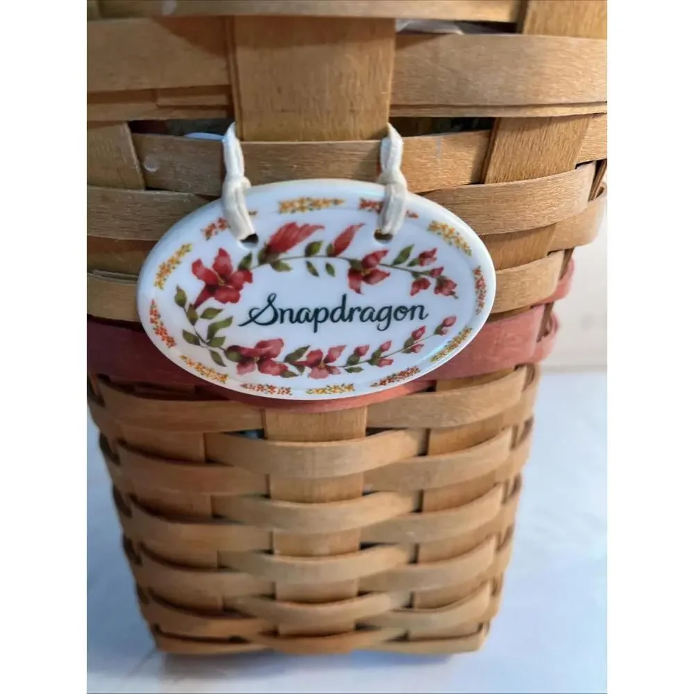 Longaberger 1998 May Series Snapdragon Basket w/Liner, Protector and Tie-on